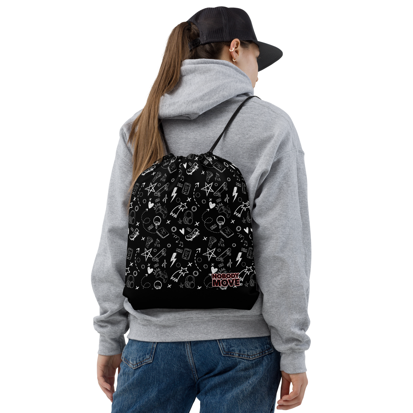 Nobody Move Elle Jae's Corner Drawstring Bag Black