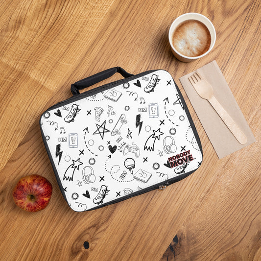 Doodle Pattern Lunch Bag — 'Nobody Move' Zip Lunch Box for Kids & Teens