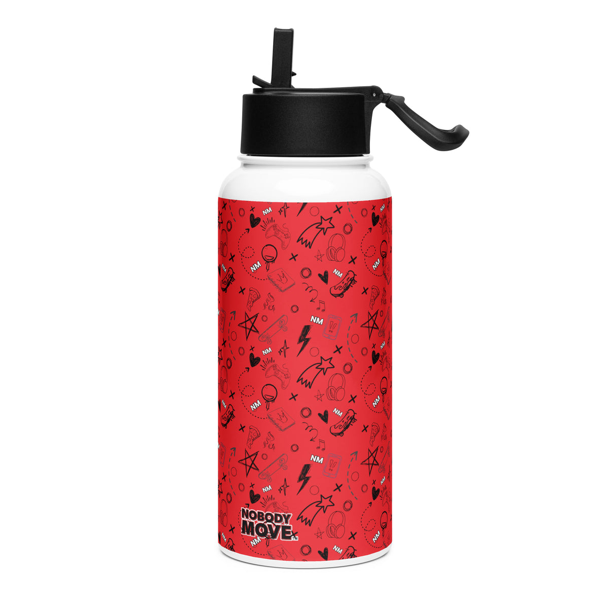 Nobody Move Elle Jae's Corner Stainless Steel Water Bottle with Straw Lid Red