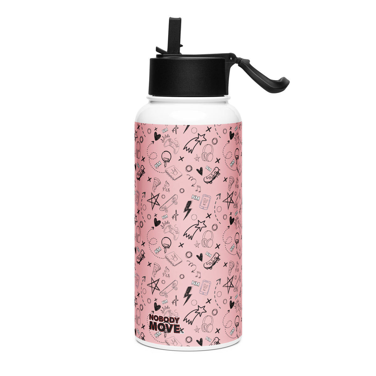 Nobody Move Elle Jae's Corner Stainless Steel Water Bottle with Straw Lid Pink