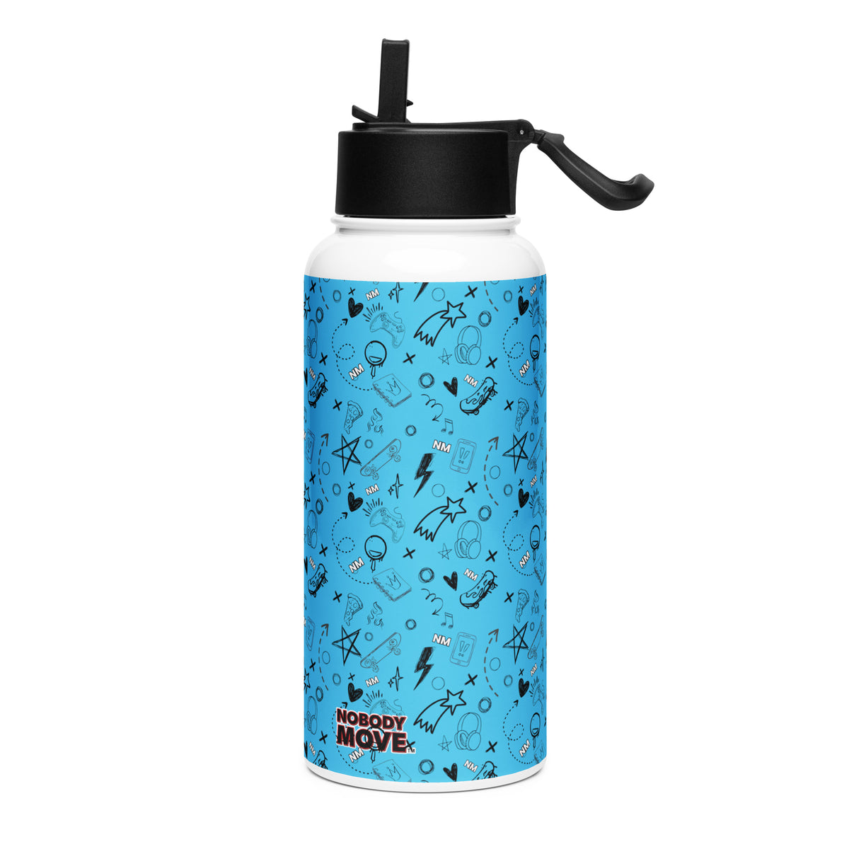Nobody Move Elle Jae's Corner Stainless Steel Water Bottle with Straw Lid Blue