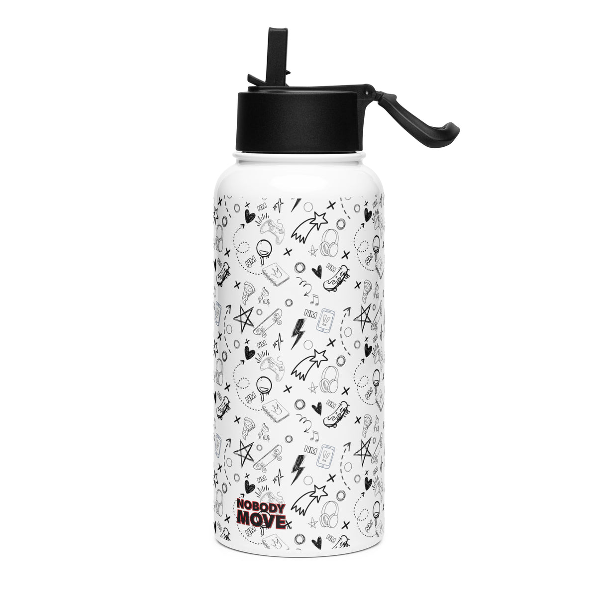 Nobody Move Elle Jae's Corner Stainless Steel Water Bottle with Straw Lid White